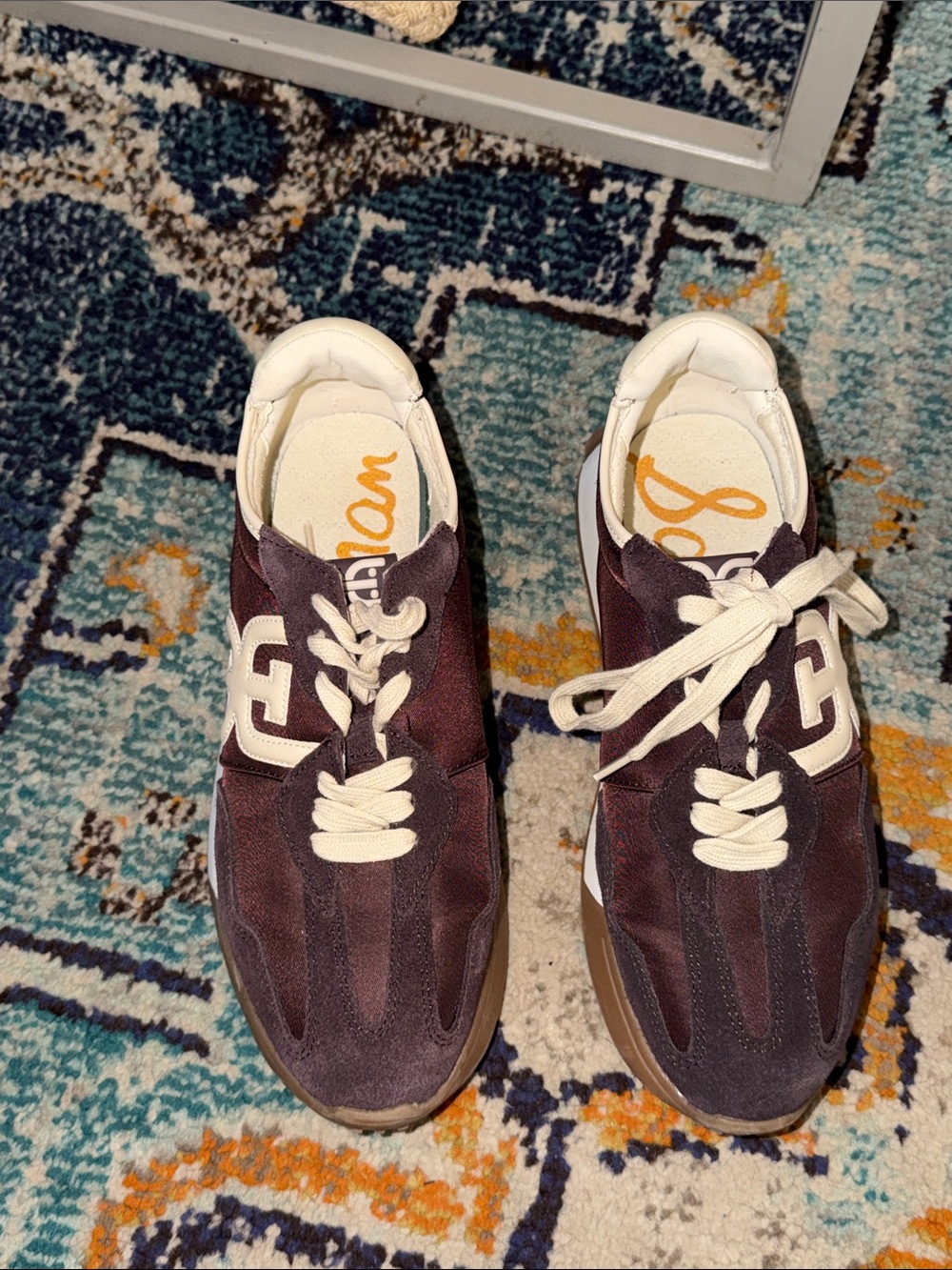 Sam Edelman Men’s Dark Brown Suede & Cream Lace-Up Sneakers
